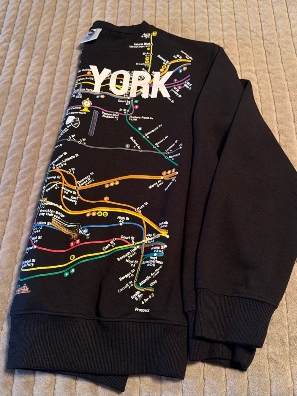 Men's NYC  New York City Manhattan MTA Licensed Subway Map Sweatshirt  M